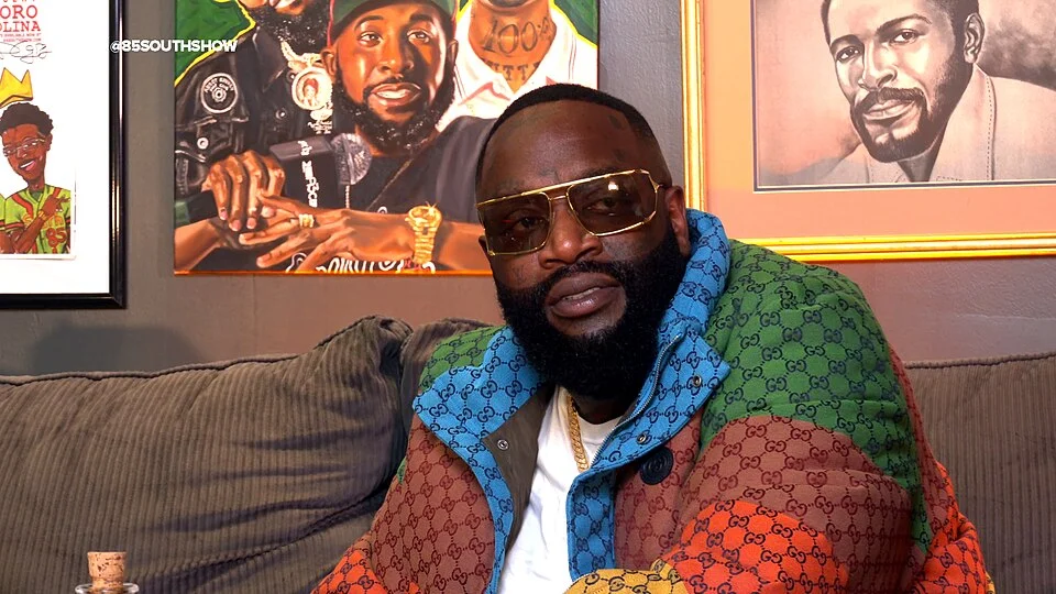Rick Ross wearing multi-colored Gucci jacket