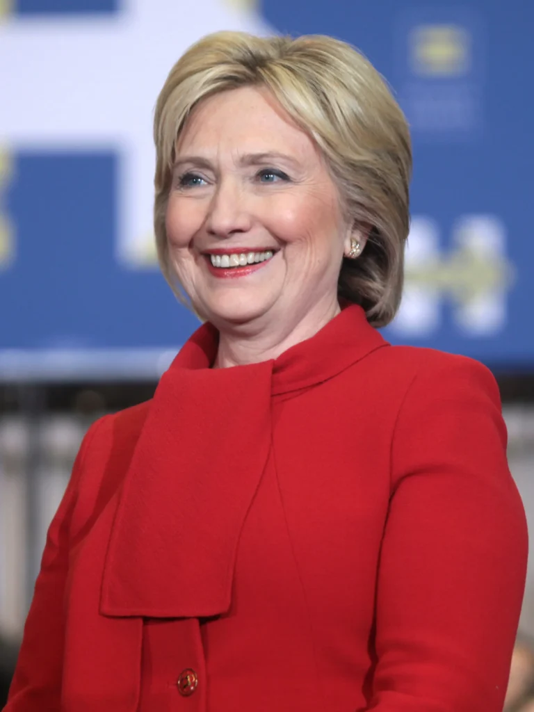 Hillary Clinton in red suit