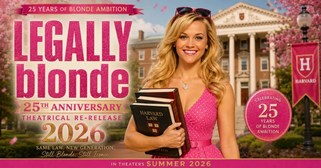 AI-generated concept poster for Legally Blonde 25th anniversary theatrical re-release in 2026
