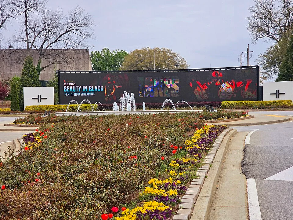 Tyler Perry Studios entrance in Atlanta, Georgia