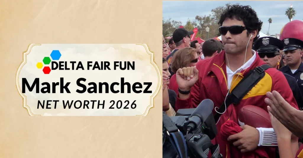 Mark Sanchez on the sideline as a Fox Sports analyst — deltafairfun.com