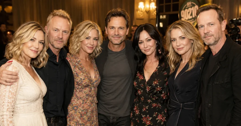 90210 cast new season reunion photo of the original Beverly Hills 90210 stars