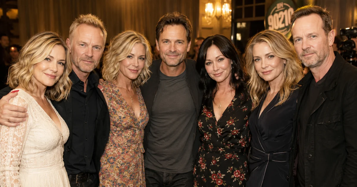 90210 cast new season reunion photo of the original Beverly Hills 90210 stars