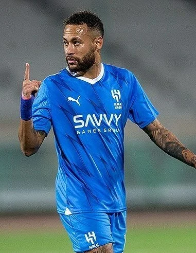 Neymar in Al-Hilal jersey during his Saudi Pro League stint