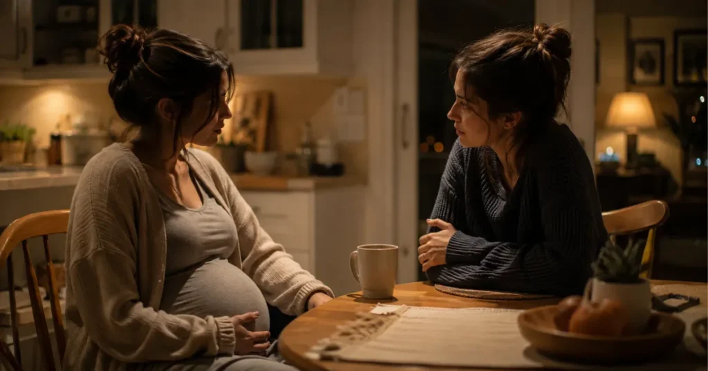 Two women talking at kitchen table, All American Season 8 storyline