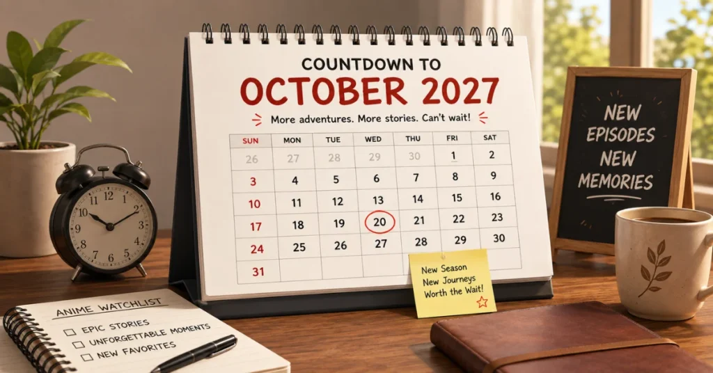 Countdown calendar circling October 2027 for anime season release