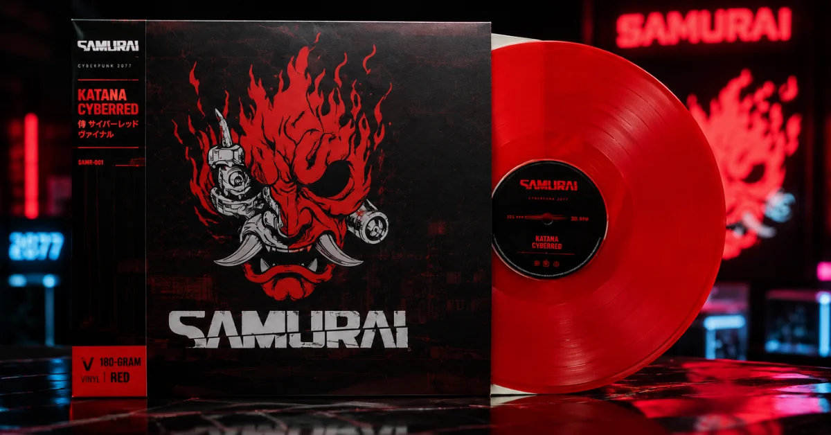Cyberpunk 2077 Ronin vinyl release - red Katana CyberRed LP with SAMURAI jacket
