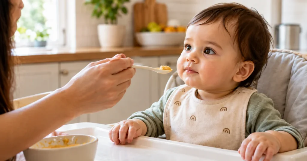 What to feed 9 month old baby — introducing allergen foods safely with spoon