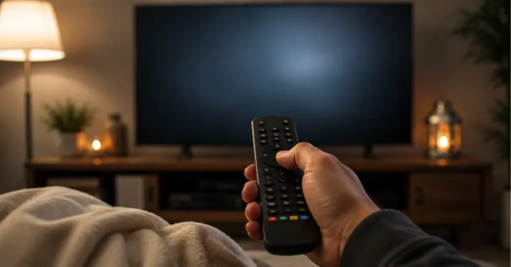 Watching Mindhunter season 3 streaming remote in hand