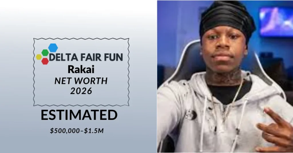 Rakai (Quvonn RaKai Linder) 17-year-old Twitch streamer with estimated net worth of $500,000 to $1.5 million in 2026, wearing white hoodie and black headwrap