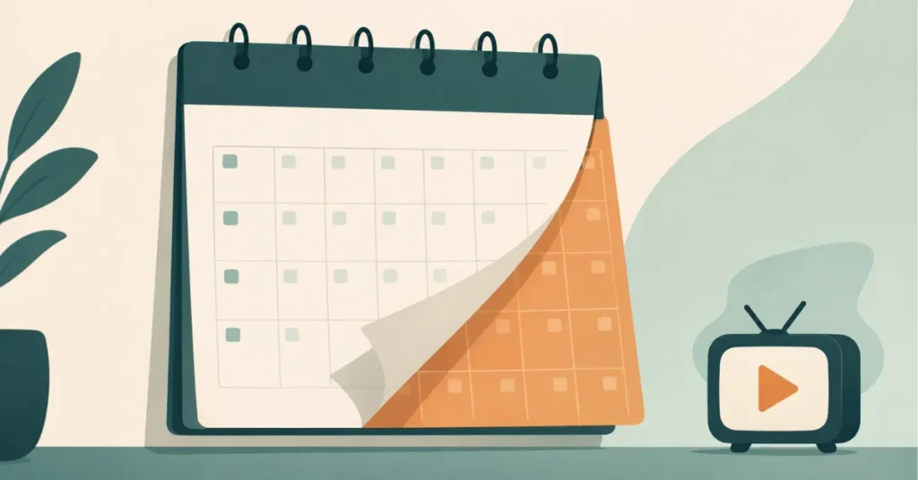 Calendar and TV play icon illustration, Virgin River season 8 release countdown