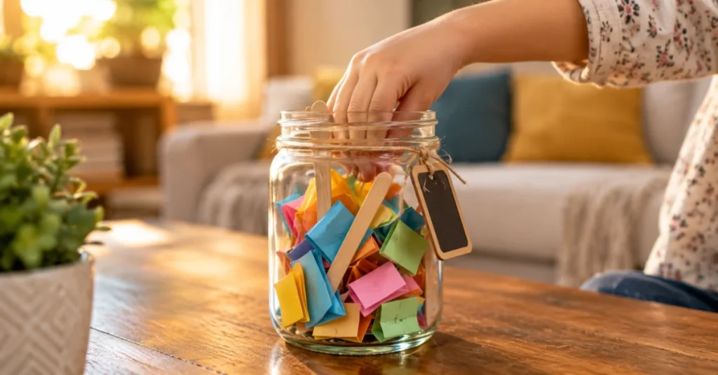 101 Boredom Jar Ideas for Kids in a colorful jar
