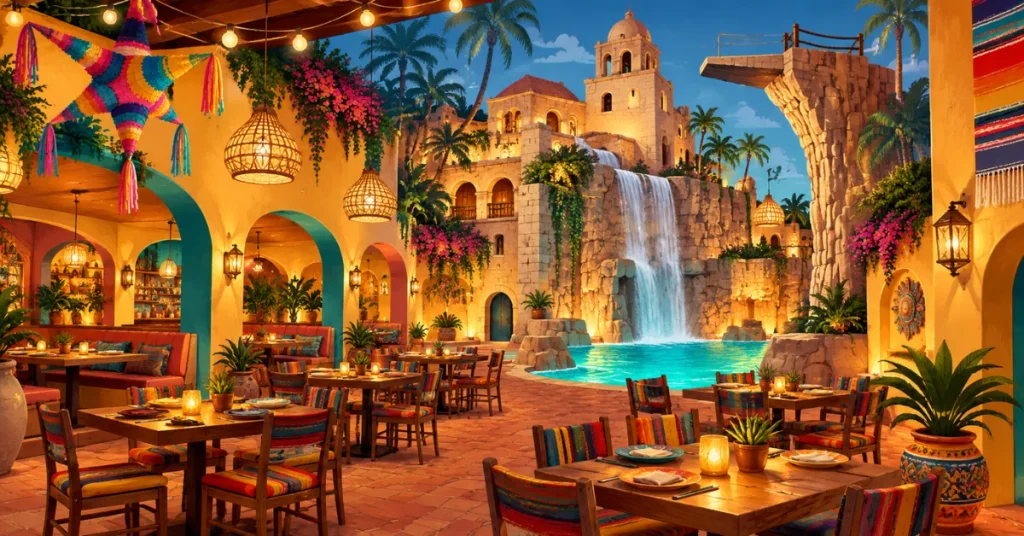 Fantasy Mexican restaurant illustration inspired by Casa Bonita South Park episode