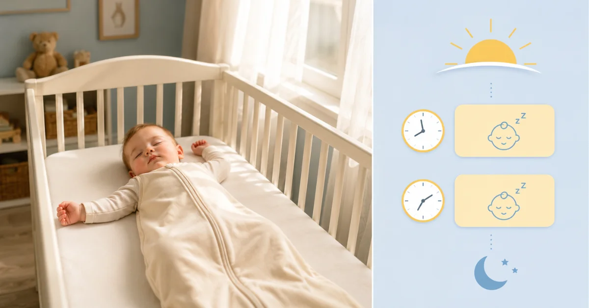 How much daytime sleep for 9 month old: baby napping in crib with two-nap schedule