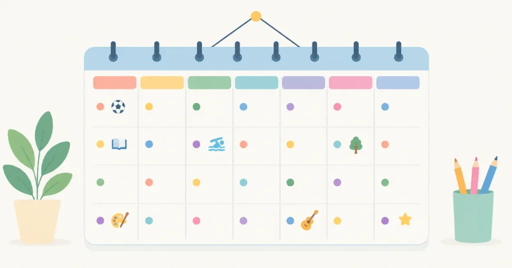 Weekly calendar for scheduling one on one time with each child