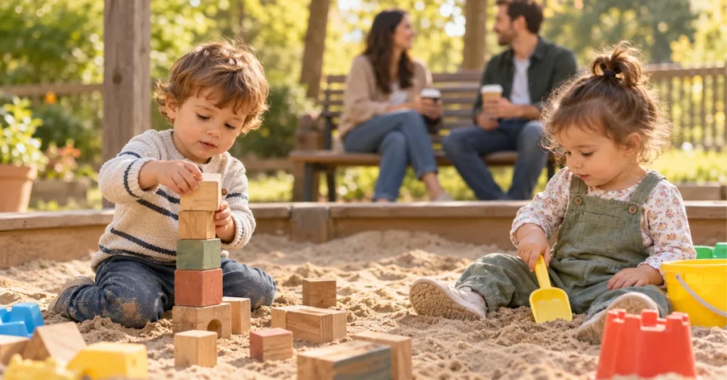 What parents of toddlers might compare, sandbox play