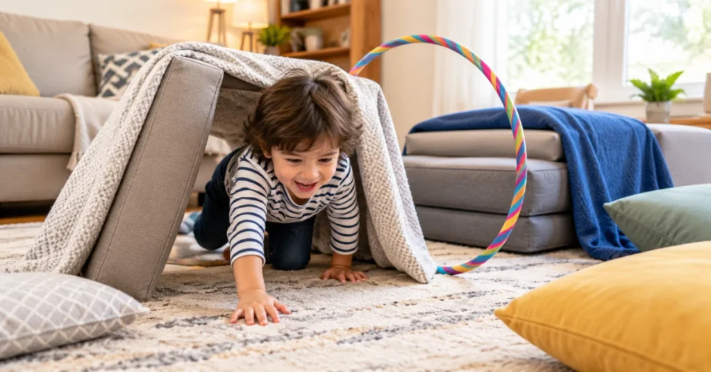 What to do with kids indoors: DIY couch cushion obstacle course