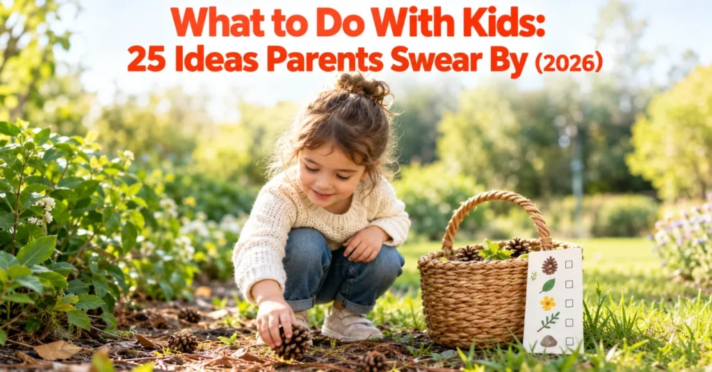 What to do with kids: child on a nature scavenger hunt
